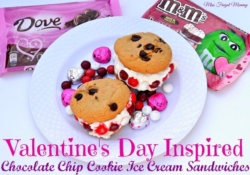 Valentine's Day Inspired Chocolate Chip Cookie Ice Cream Sandwiches