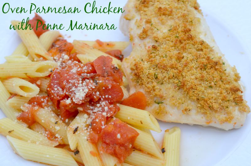 Oven Parmesan Chicken with Penne Marinara