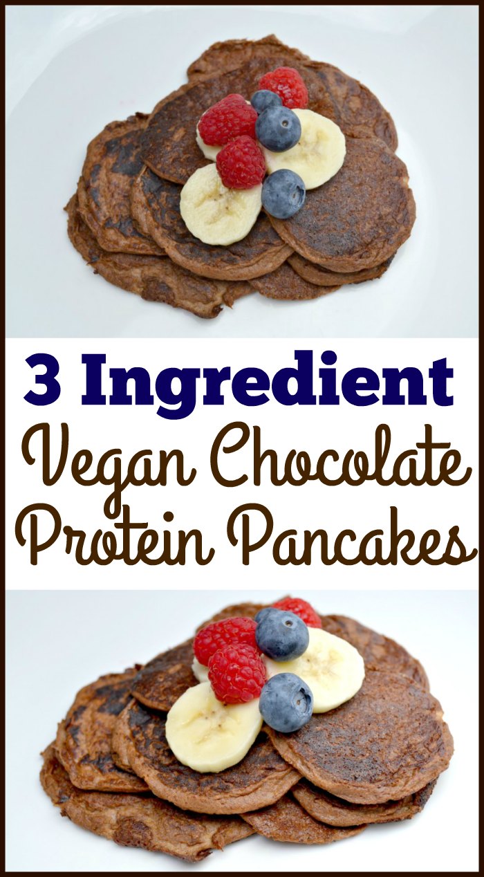 3 Ingredient Vegan Chocolate Protein Pancakes