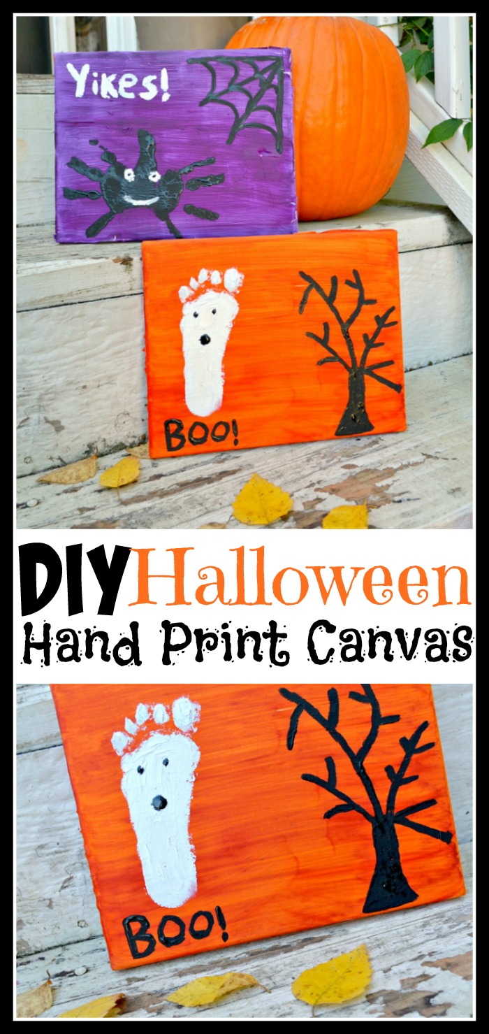 DIY Halloween Hand Print Canvas