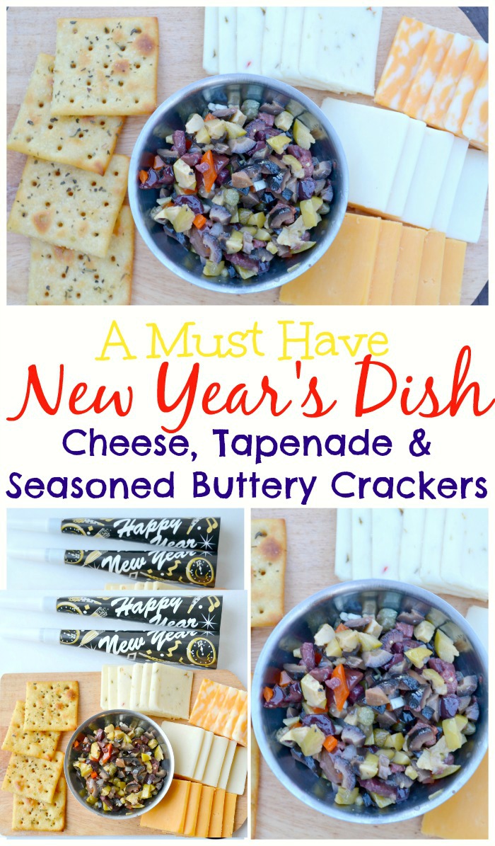 A Must Have New Year's Dish: Cheese, Tapenade & Seasoned Buttery Crackers