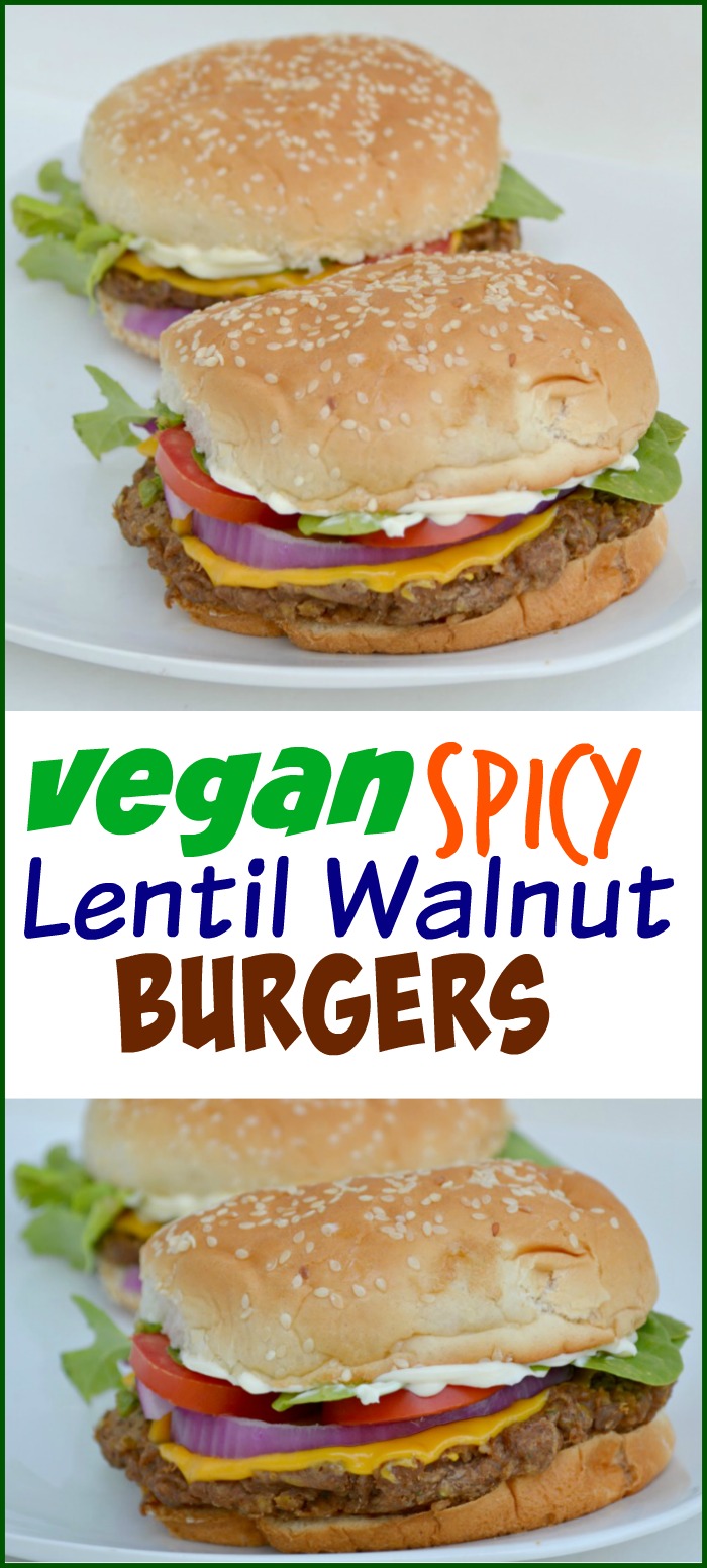 Vegan Spicy Lentil Walnut Burgers