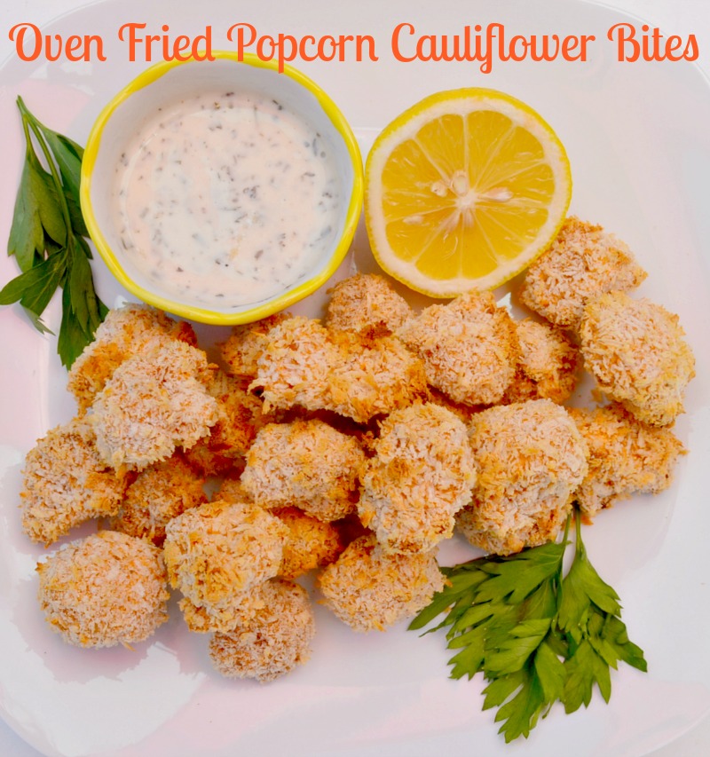 Oven Fried Popcorn Cauliflower Bites