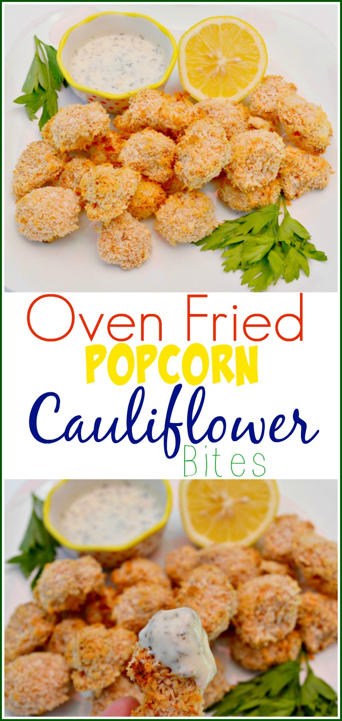 Oven Fried Popcorn Cauliflower Bites
